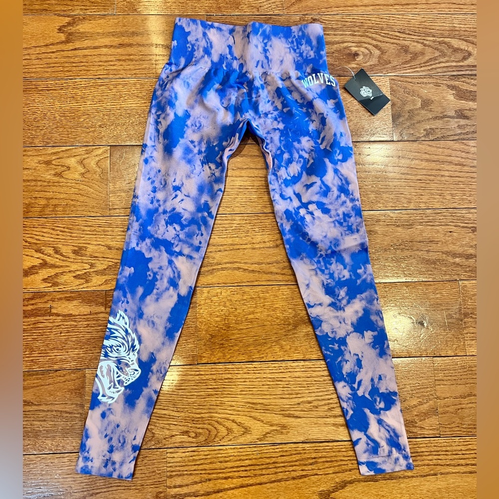 Darc Sport SHE Blue and Pink tie dye leggings size small NWT